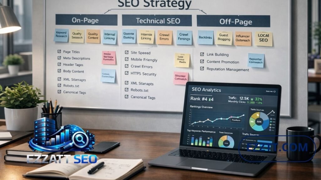 محاور تحسين محركات البحث On Page و Technical و Off Page