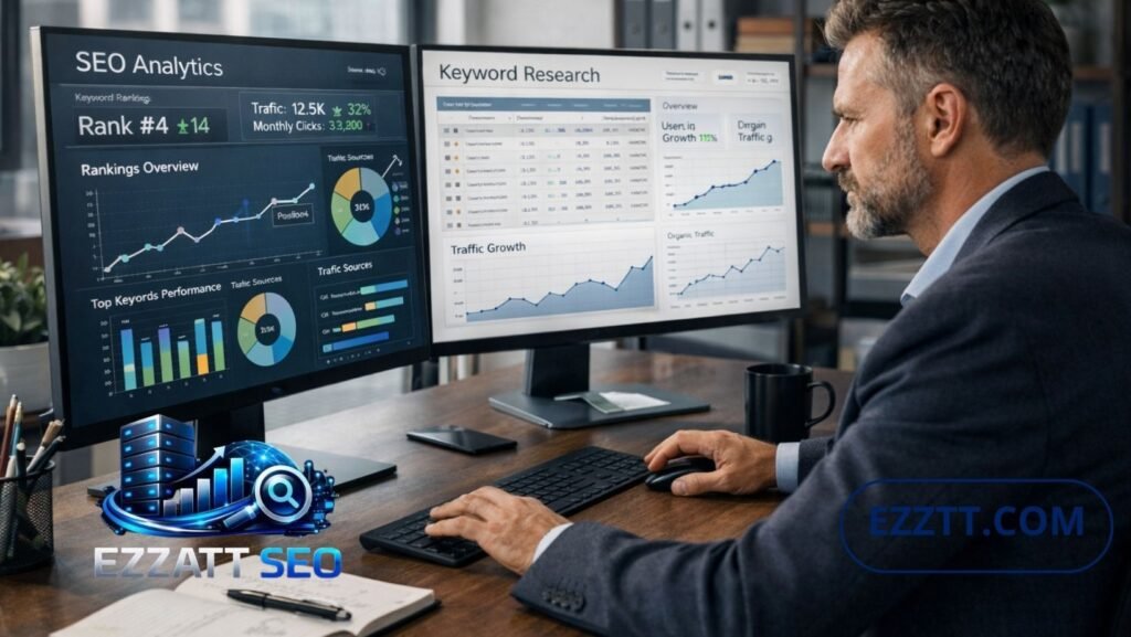 خبير SEO محترف يحلل بيانات الموقع وتقارير الأداء